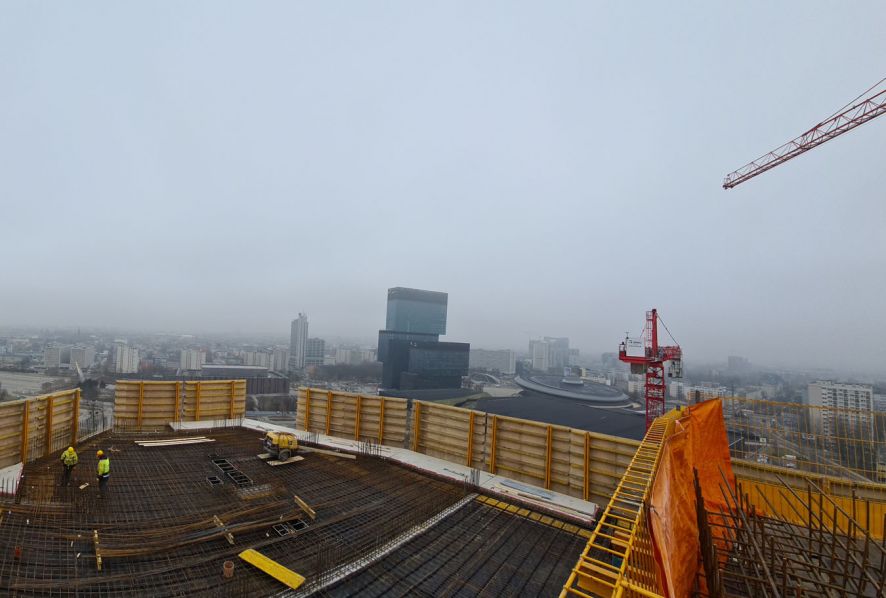 2023.03.03 - Panorama - widok na południe z 14 piętra budynku B_