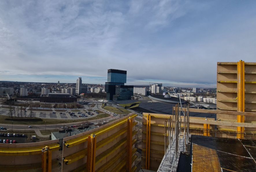2023.03.10 - Panorama - widok na południe z 15 piętra budynku B_